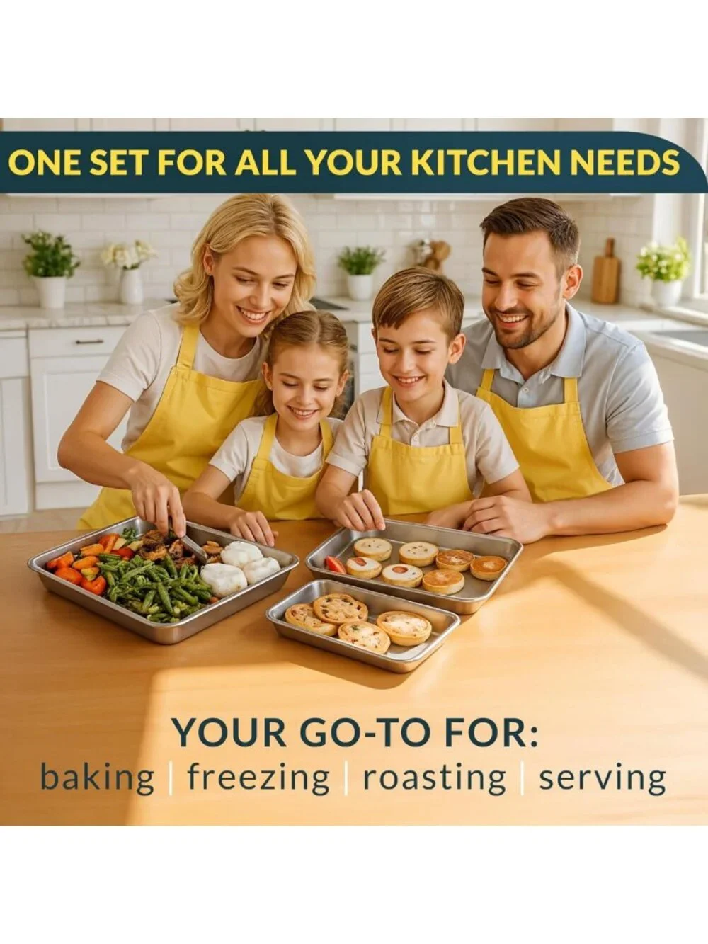 Stainless Steel Cookie Sheet Set of 3 - Non-Stick, Rust Resistant, Dishwasher